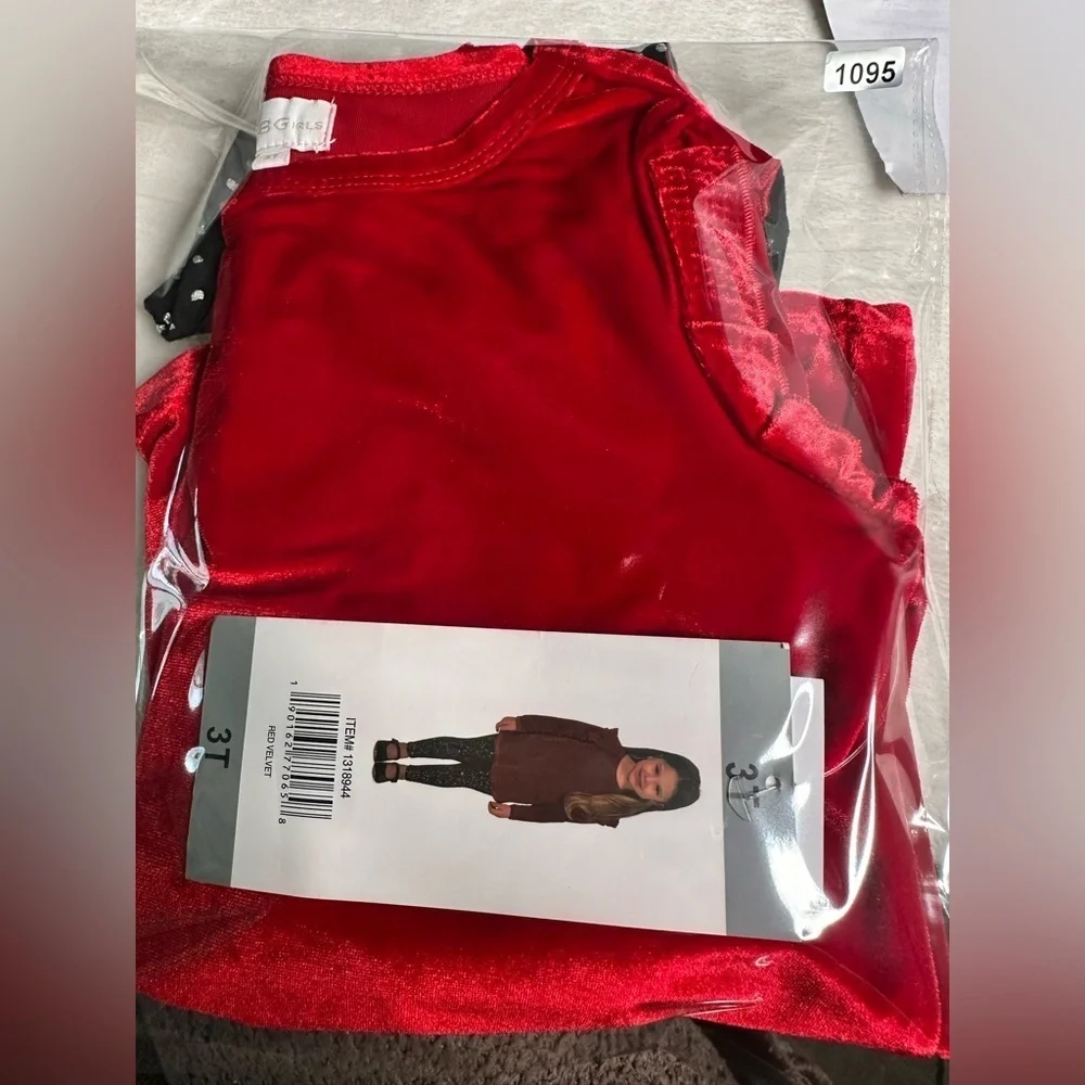 BCBG Girls' Red Velvet 2 Piece outfit Leggings Velvet Set Outfit Pick Size